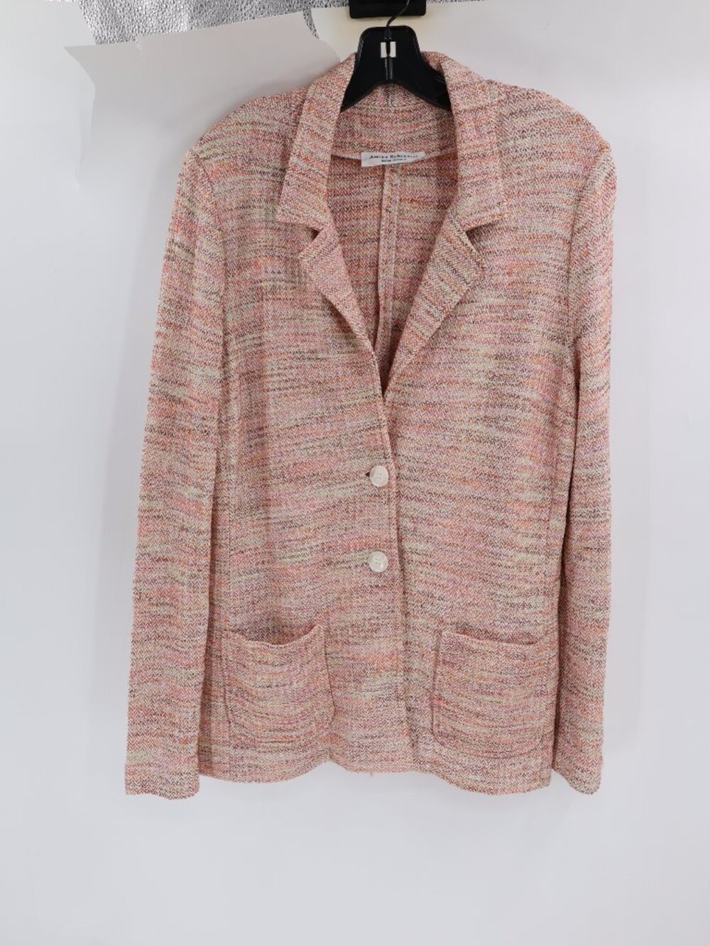 Amina Rubinacci Blazer Women 48EU Herringbone Knit Jacket Cardigan Linen blend